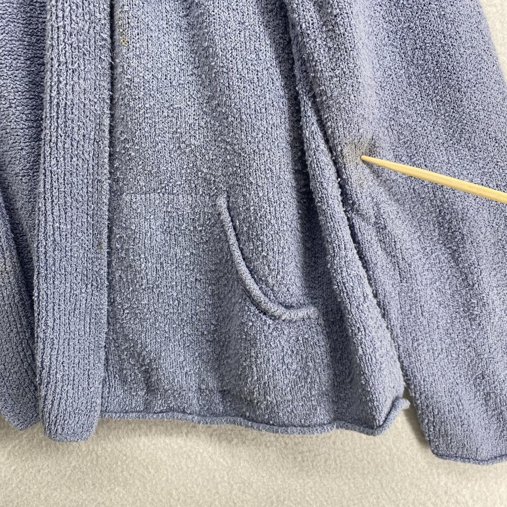 EILEEN FISHER Sweater L Organic Cotton Cardigan Blazer Open Front Pockets Blue - Picture 11 of 14